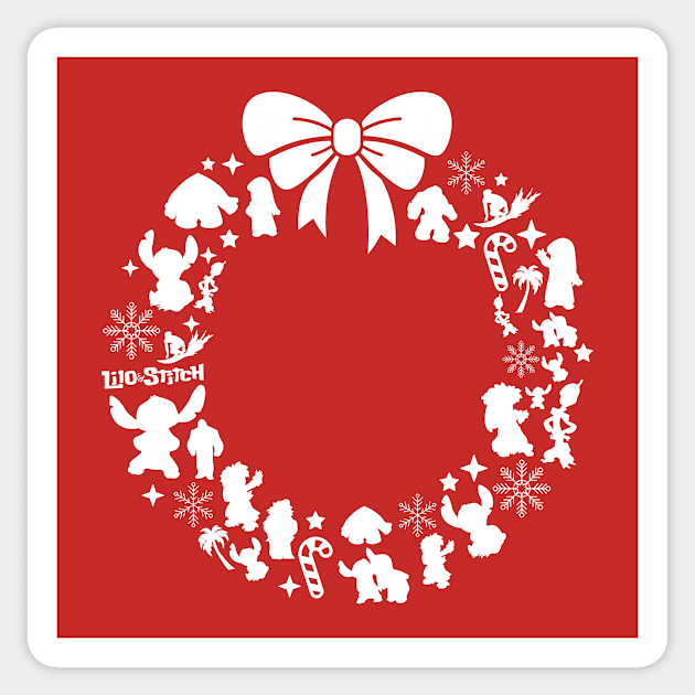 Lilo And Stitch Christmas Wreath Pattern Sticker by Rebus28